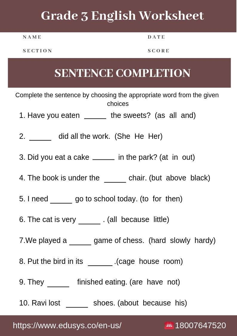 3rd Grade Grammar Worksheets Free Printable English Grammar 