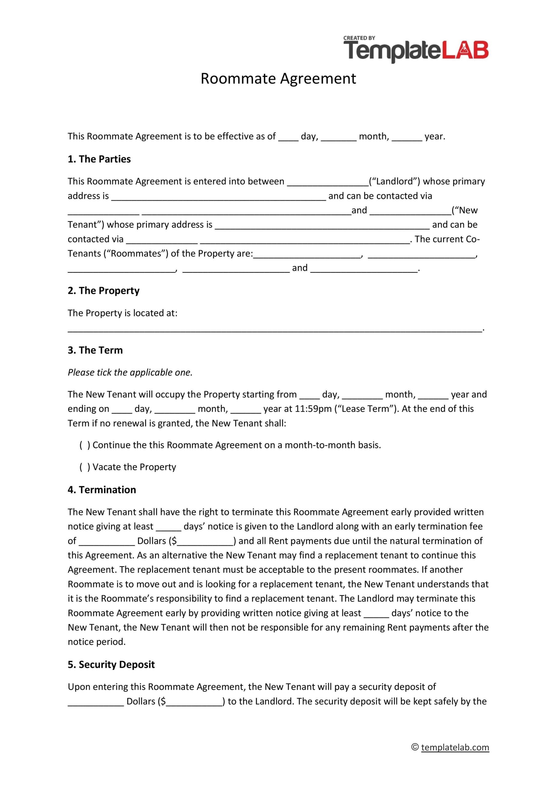 40 Free Roommate Agreement Templates amp Forms Word PDF 