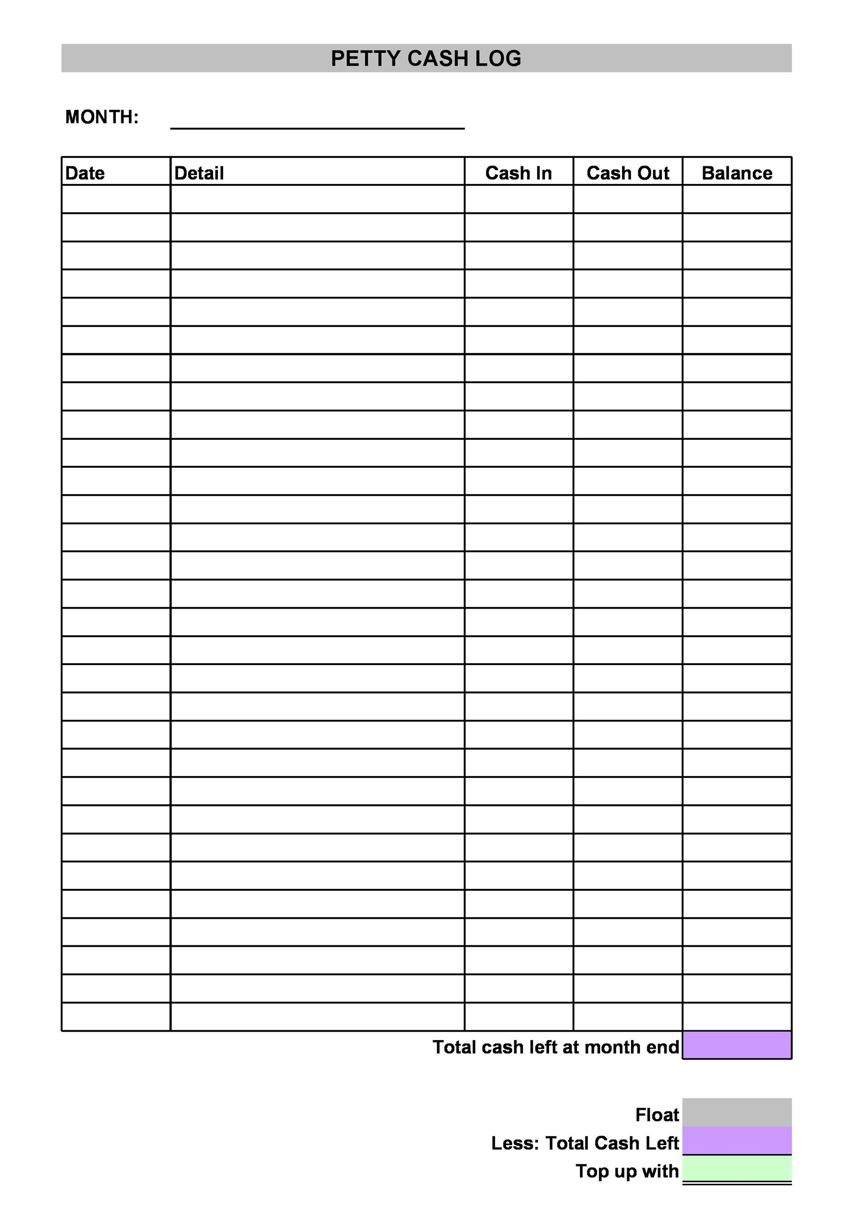 40 Petty Cash Log Templates amp Forms Excel PDF Word TemplateLab