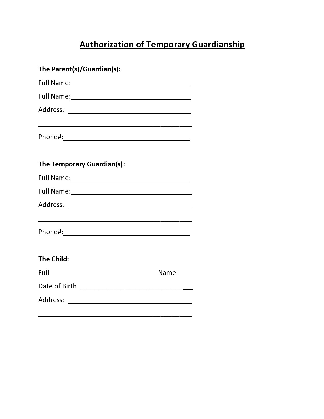 Free Printable Temporary Custody Forms