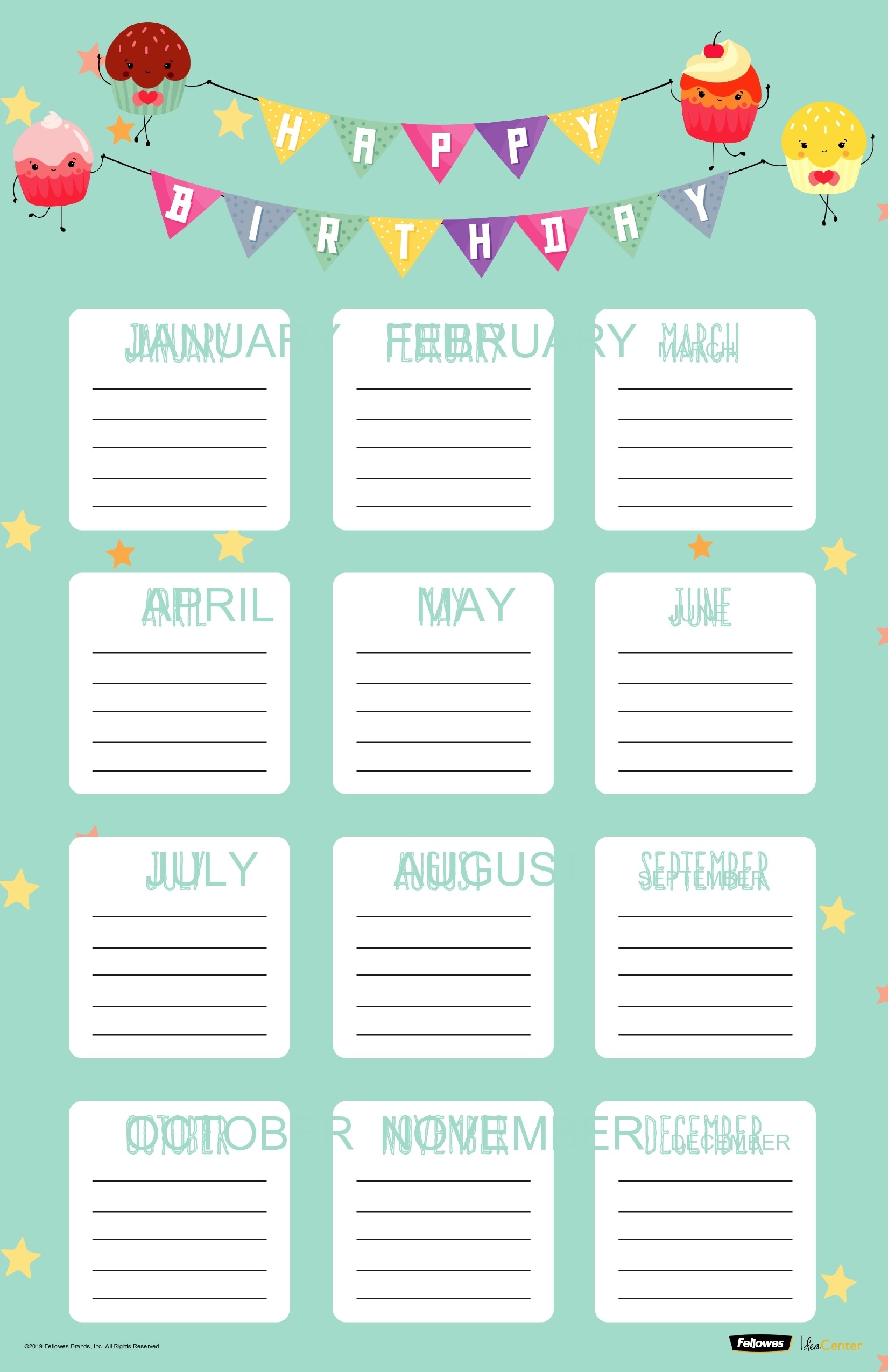 Printable Blank Birthday Calendar