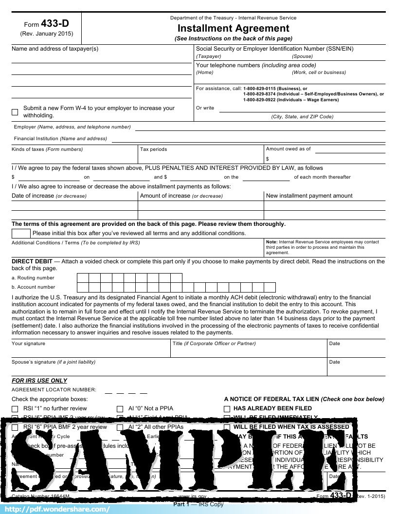 Printable Form 433d