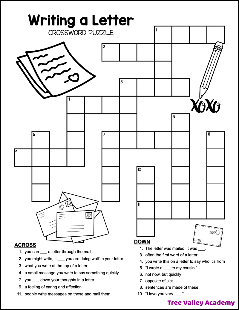 47 Crossword Puzzles For Kids Tree Valley Academy