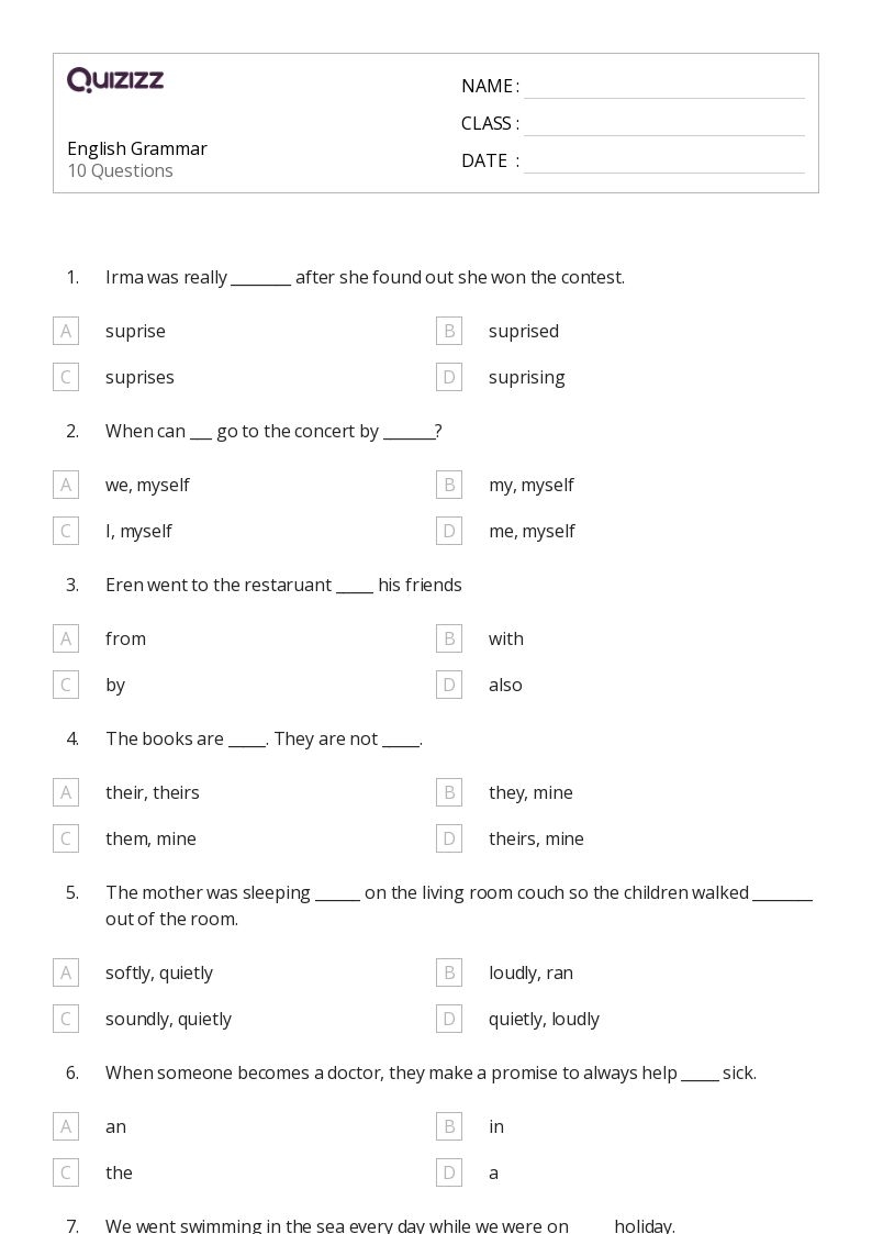 50 Grammar Worksheets For 11th Grade On Quizizz Free amp Printable