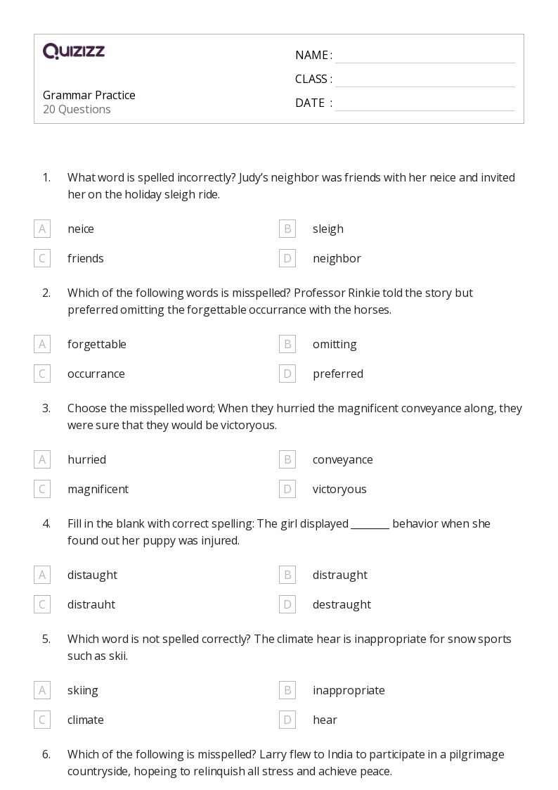 50 Grammar Worksheets For 8th Class On Quizizz Free amp Printable