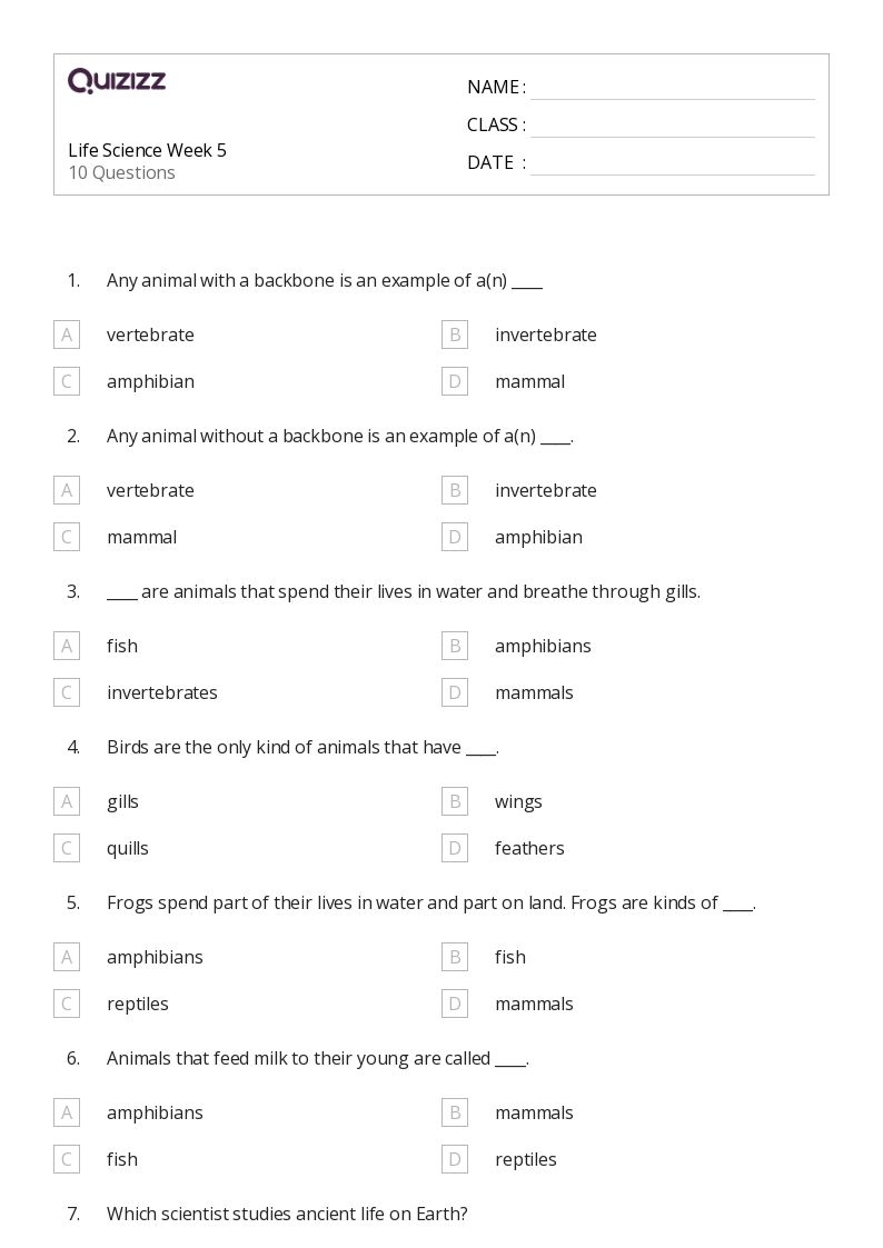 50 Life Science Worksheets For 3rd Grade On Quizizz Free 