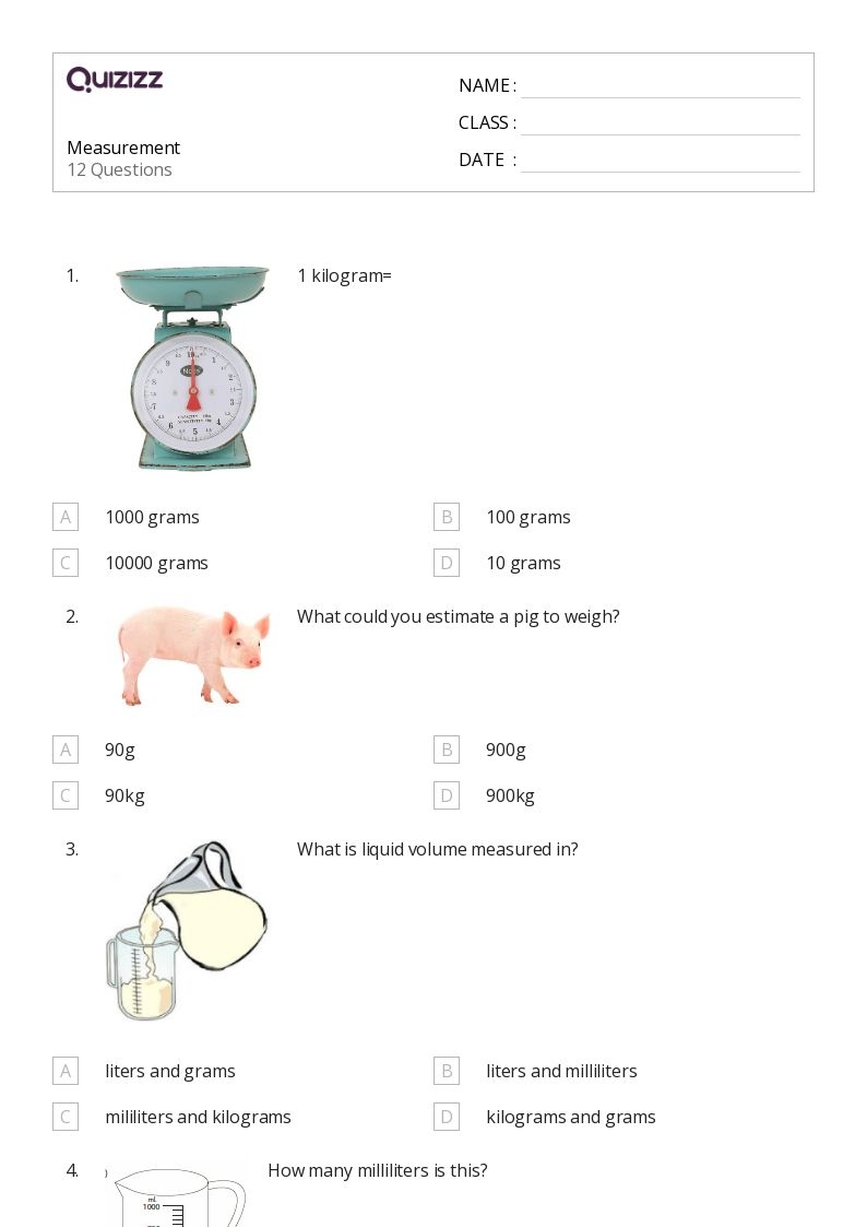 Free Printable Measurement Worksheets Grade 3
