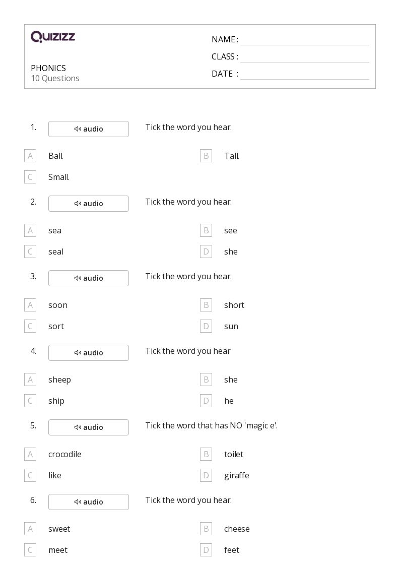 50 Phonics Worksheets For 2nd Class On Quizizz Free amp Printable