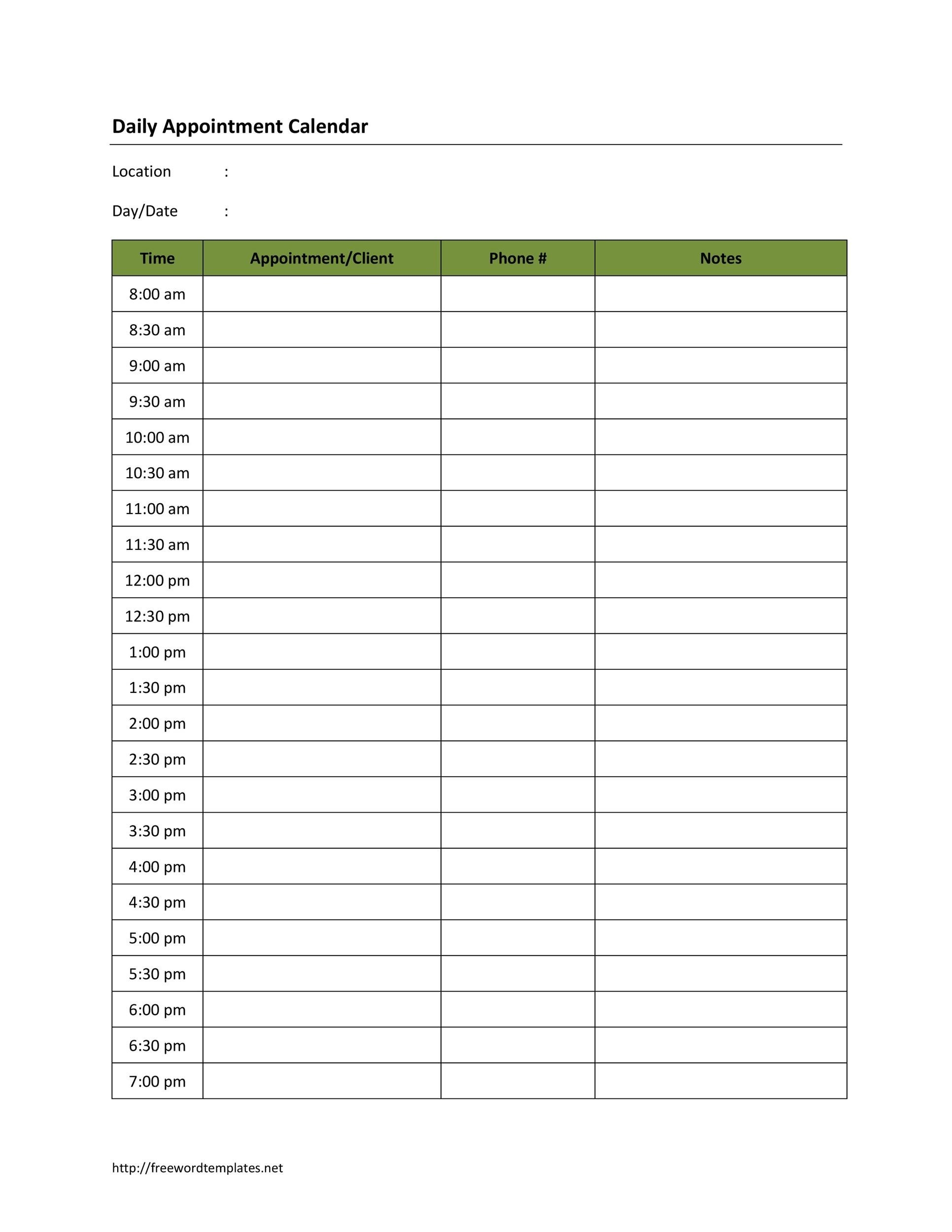 50 Printable Appointment Schedule Templates amp Appointment Calendars 