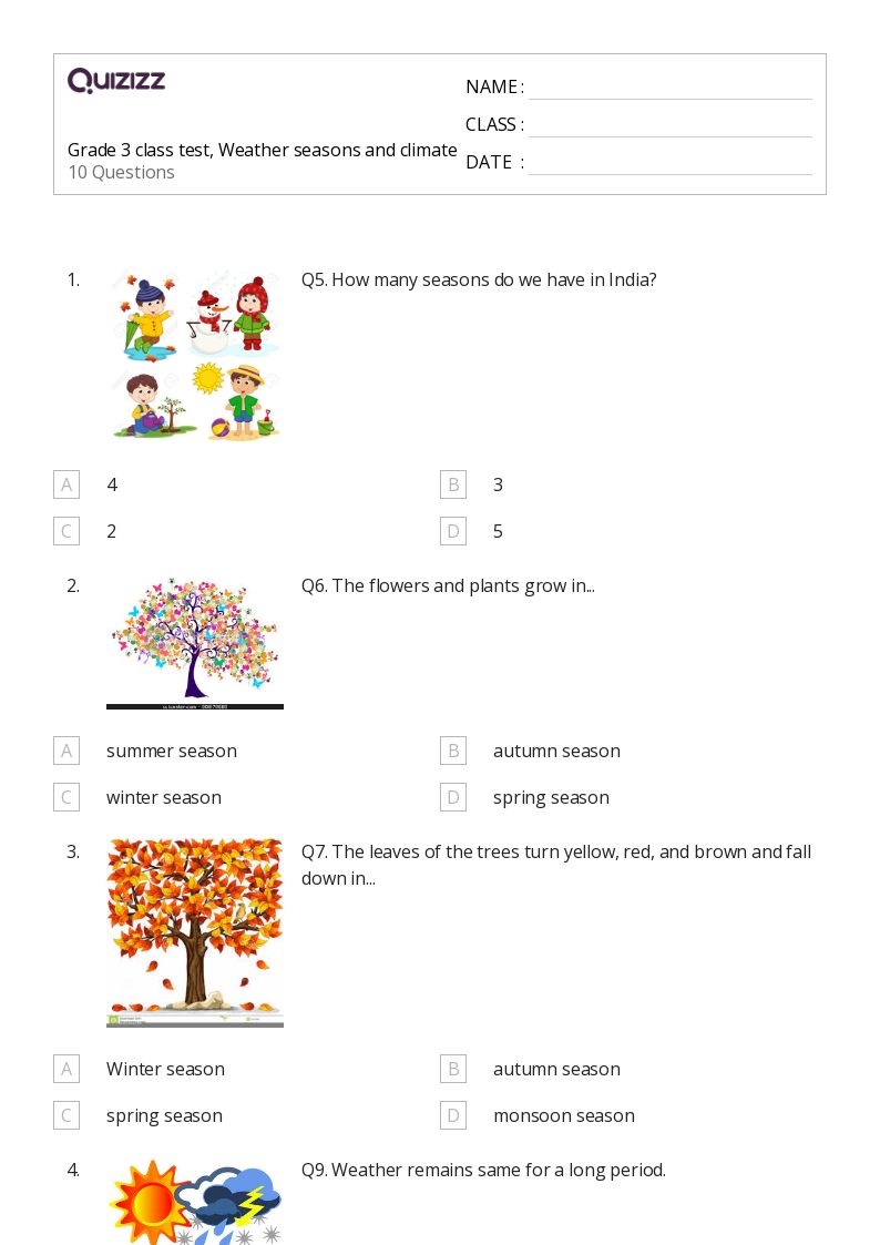 50 Weather amp Seasons Worksheets On Quizizz Free amp Printable