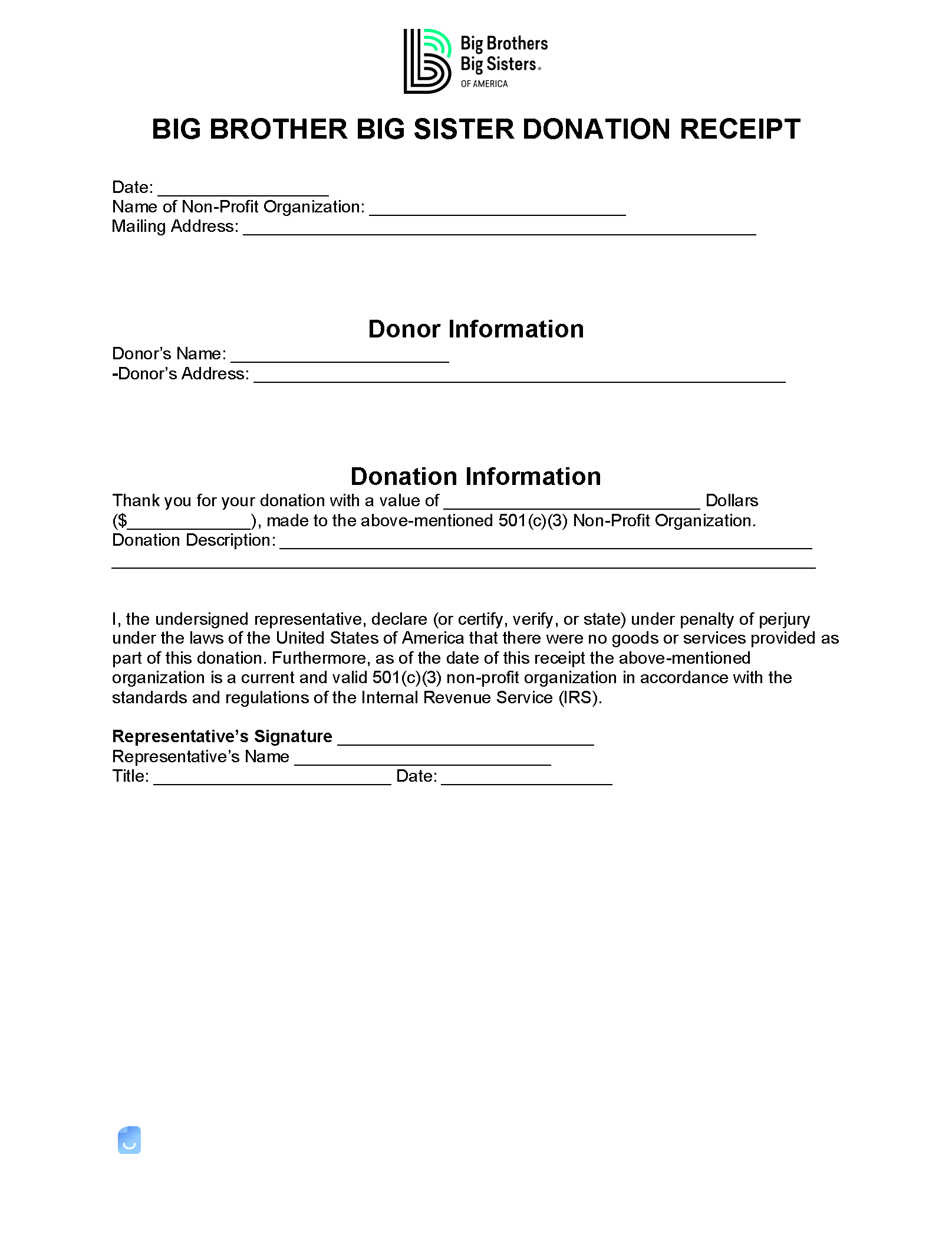 501 C 3 Blank Printable Form
