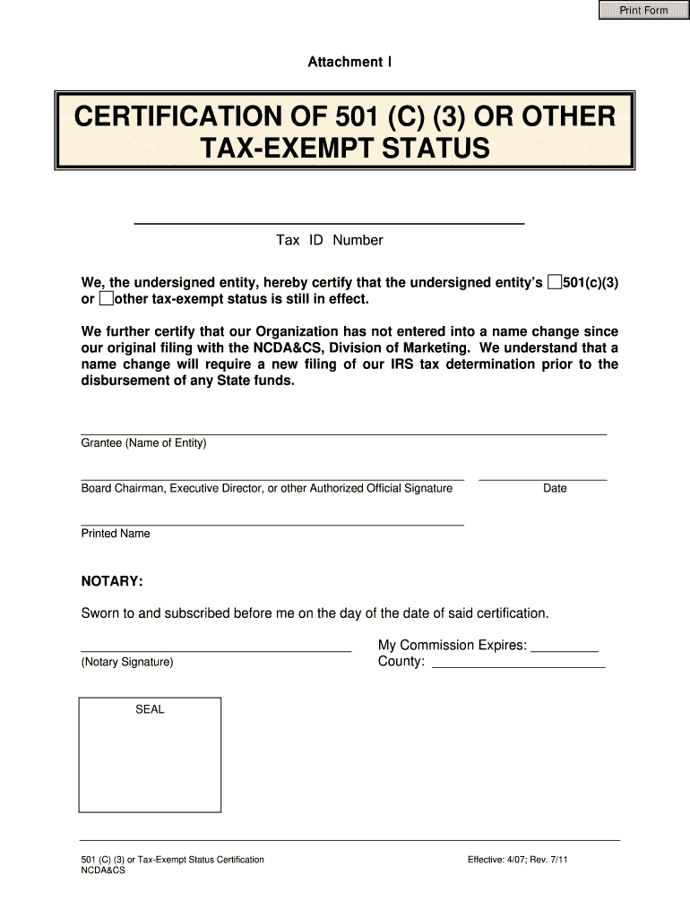 501 C 3 Form Printable