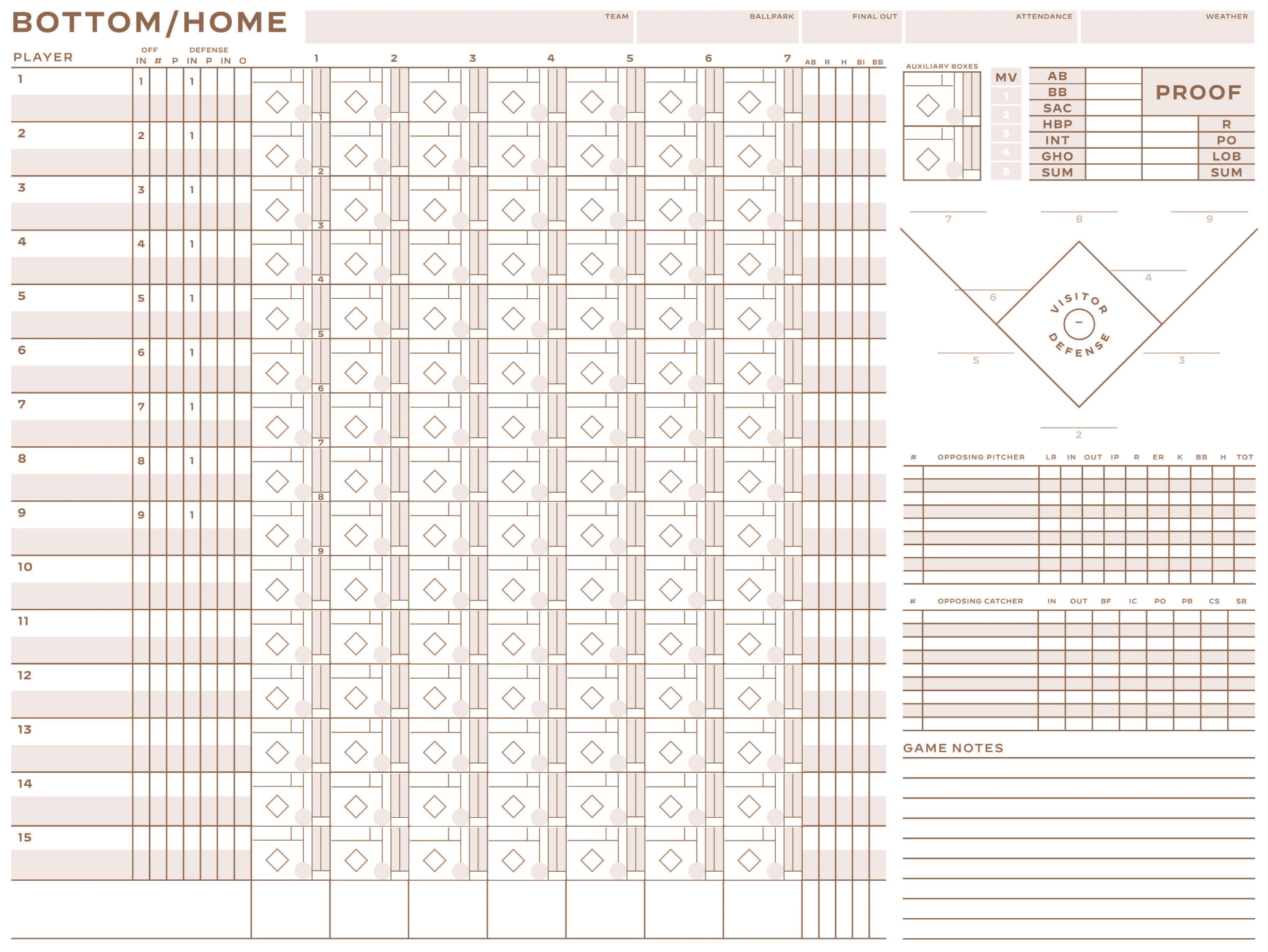 Baseball Scorecard Template Printable