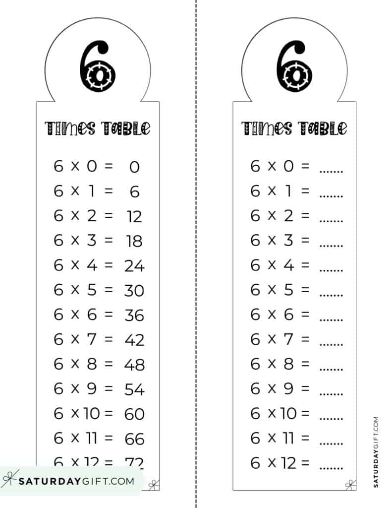 6 Times Table Chart 15 Cute amp Free Printables SaturdayGift