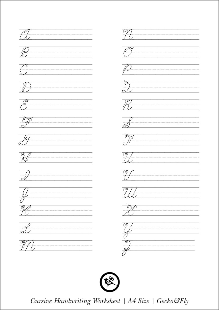 Printable Cursive Handwriting Worksheets