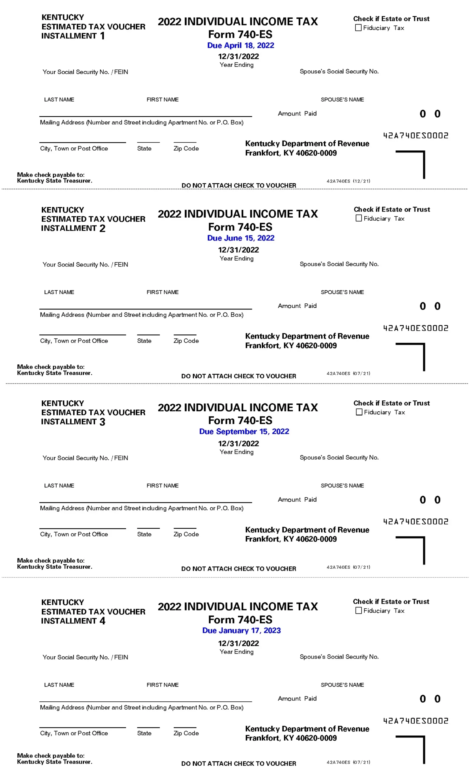 Kentucky State Tax Form 740 Printable