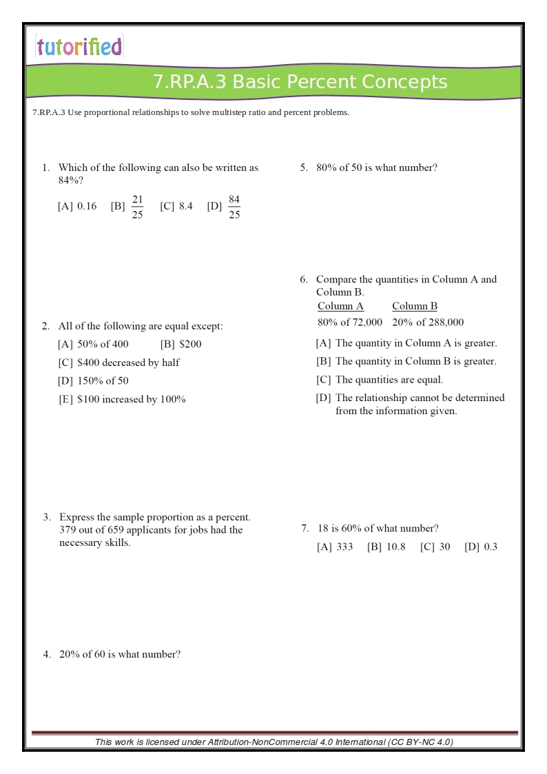7th Grade Printable Worksheets Pdf