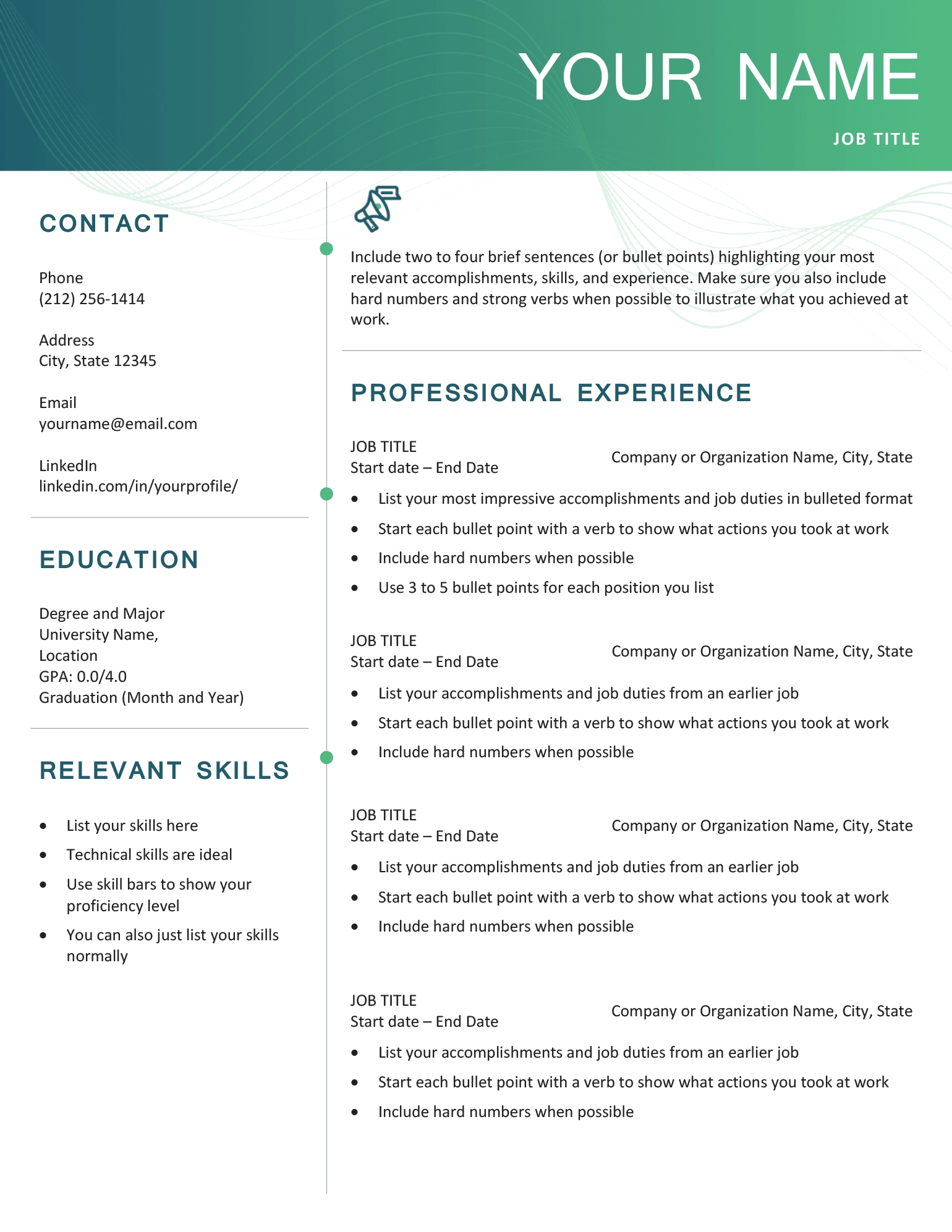 Free Printable Resumes Fill In The Blank