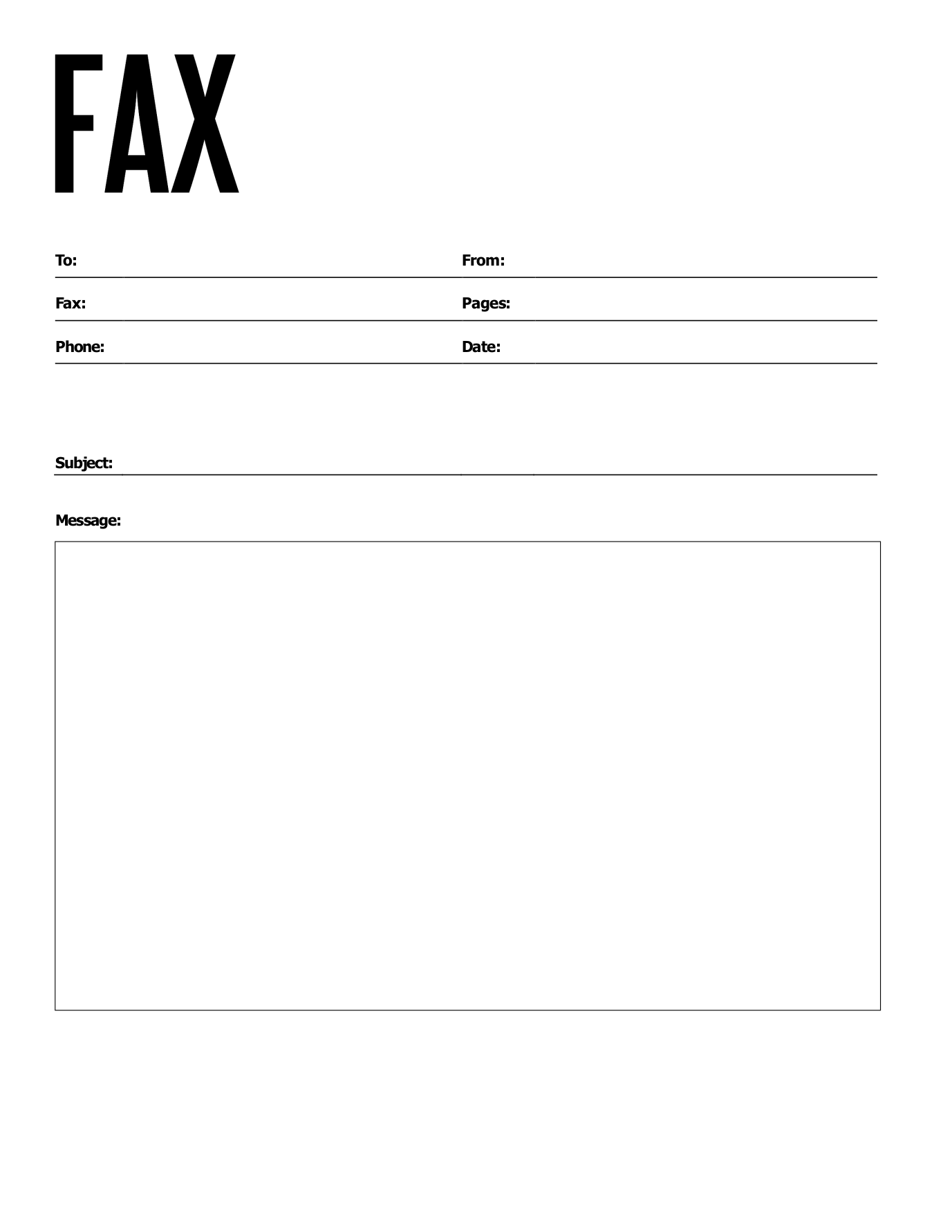 Printable Fillable Fax Cover Sheet Template