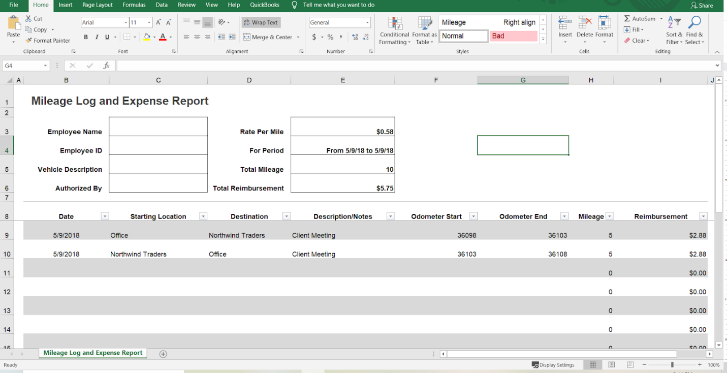 Dir Mileage Forms
