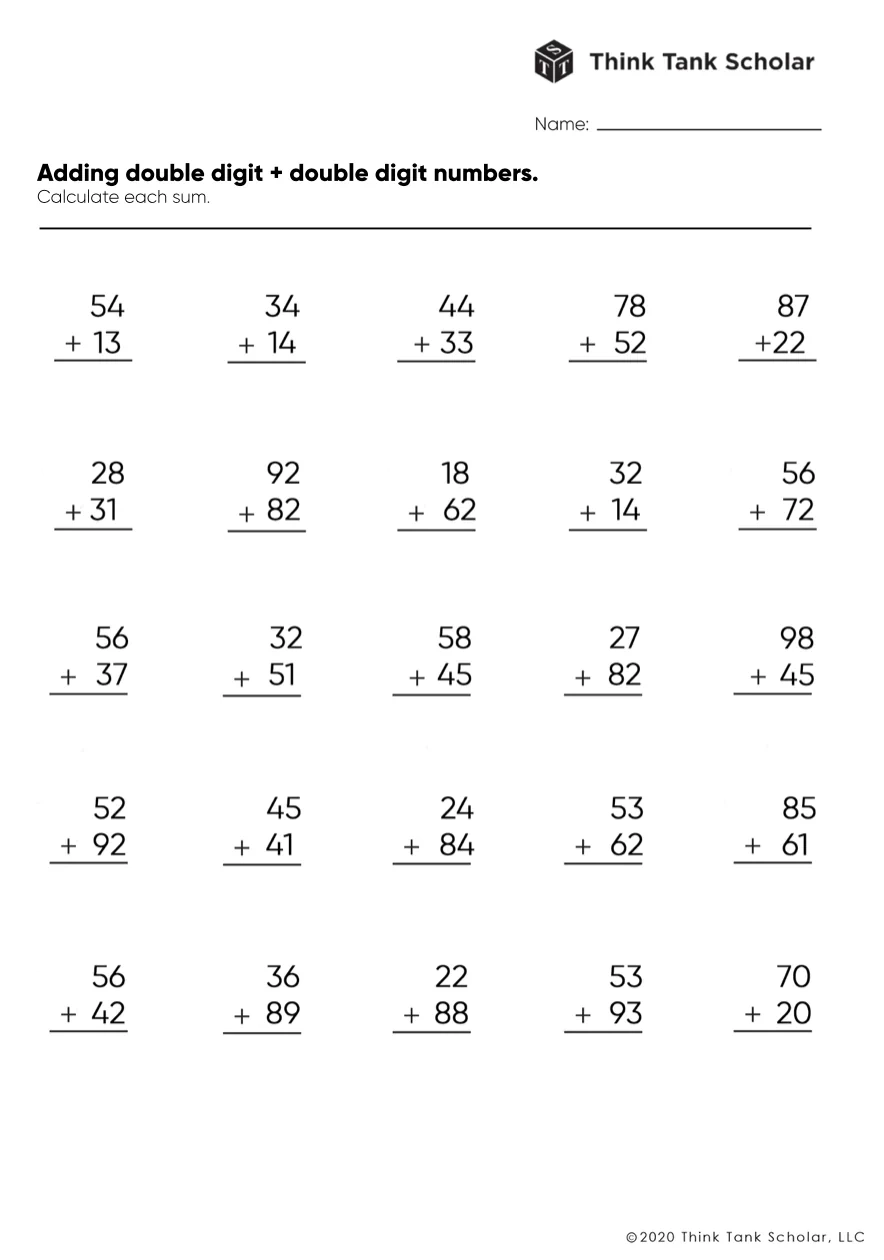 Addition Practice Worksheets Free Printable