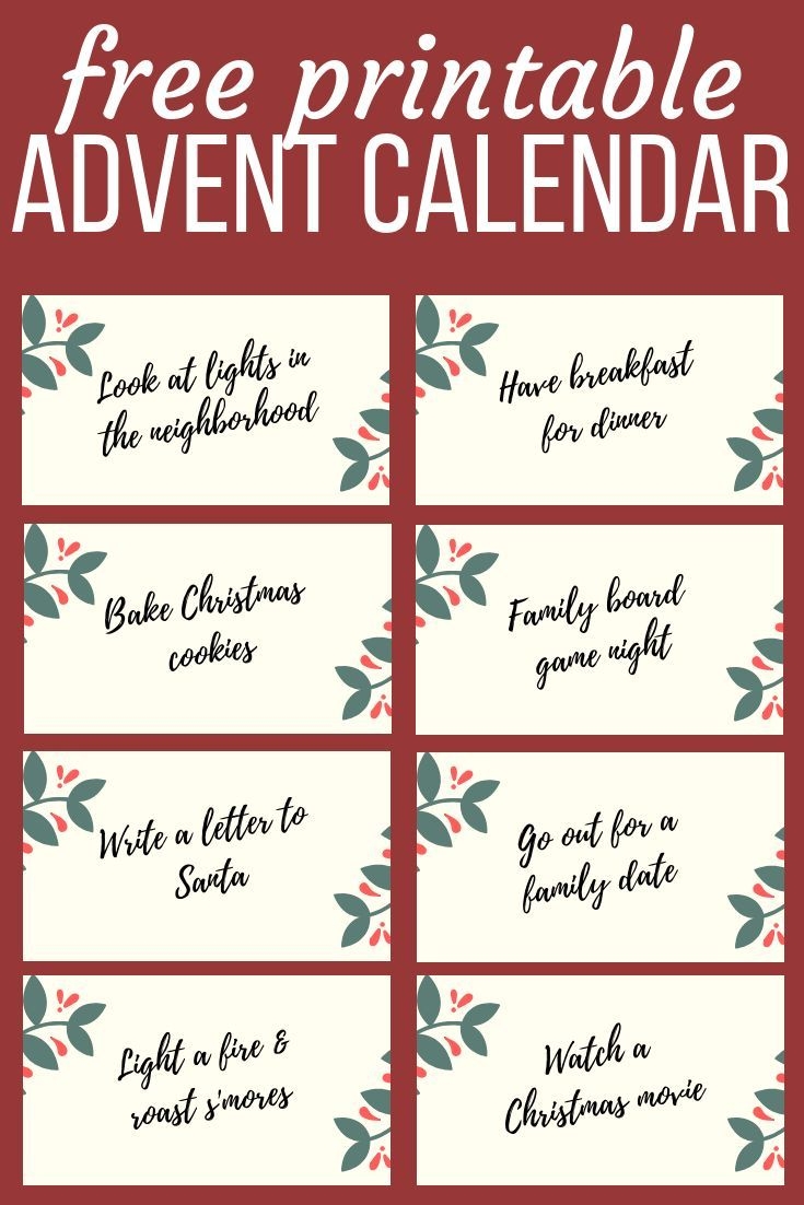 Advent Calendar Activities Printable