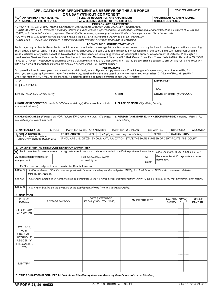 AF 24 Form Fill Online Printable Fillable Blank PdfFiller