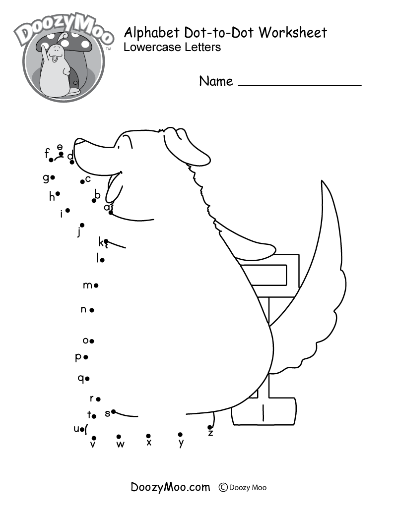 Alphabet Dot to Dot Worksheet Free Printable Doozy Moo