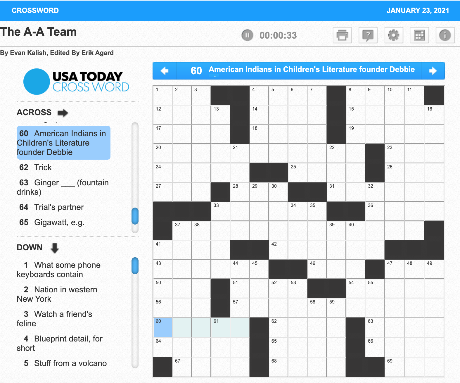 Usa Today Printable Crossword Puzzles Answers