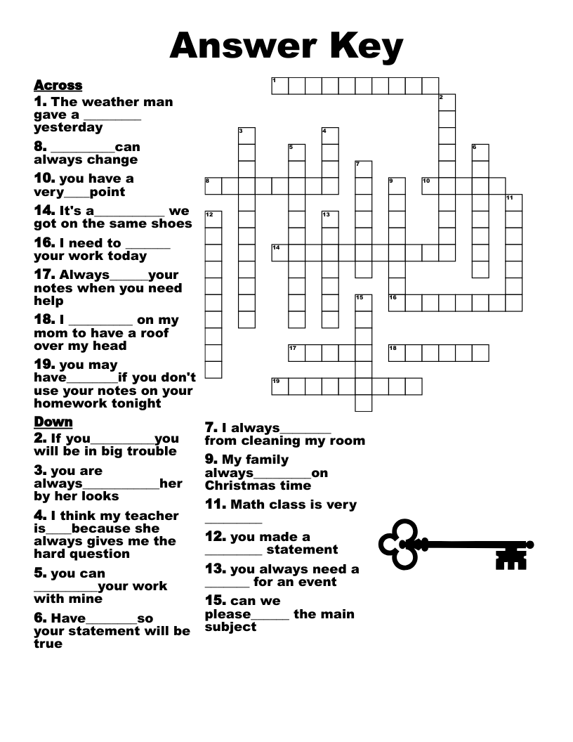 Printable Crossword Puzzles Easy With Answers