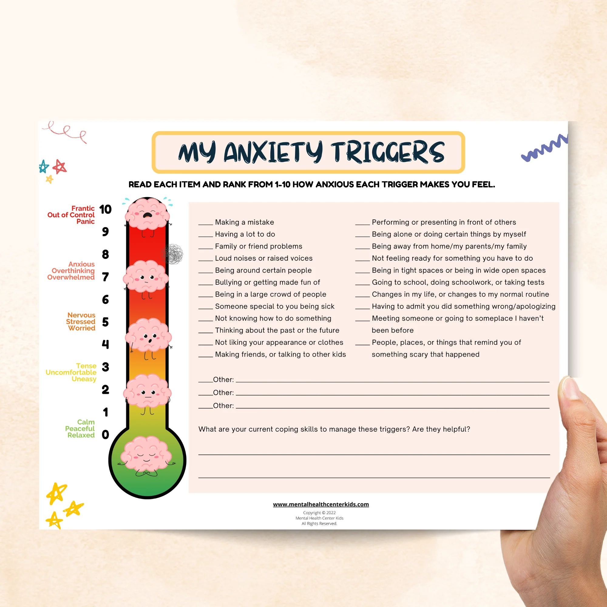 Anxiety Triggers Worksheet