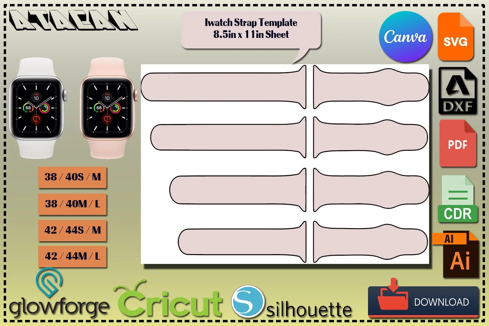 Apple Watch Strap Svg IWatch Band Template Watch Band Jig 8 5 