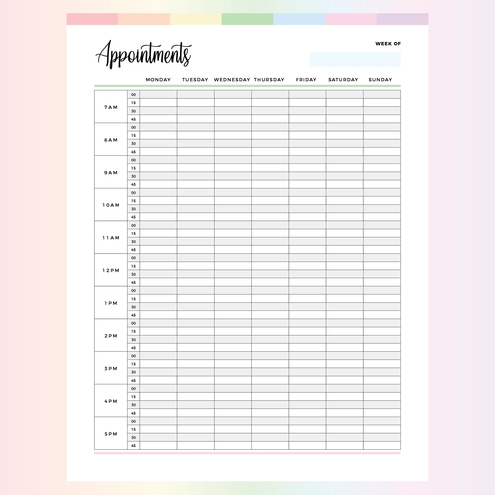 Appointment Template Printable