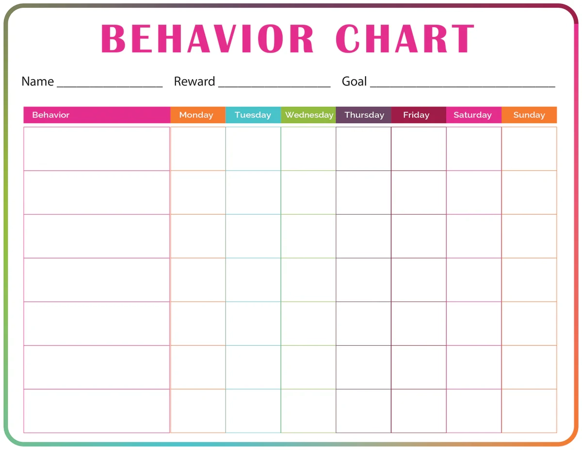 Free Printable Daily Behavior Chart Template