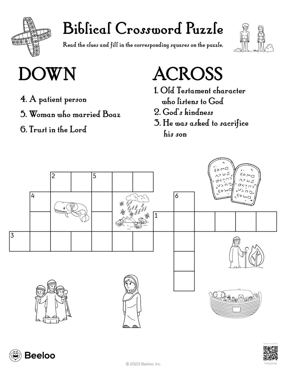 Bible Crossword Puzzles Free Printable Kids