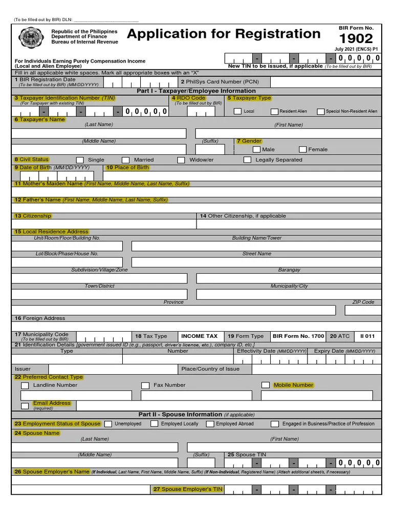 Bir Form 1902 Jul 2021 Encs Final PDF Identity Document 