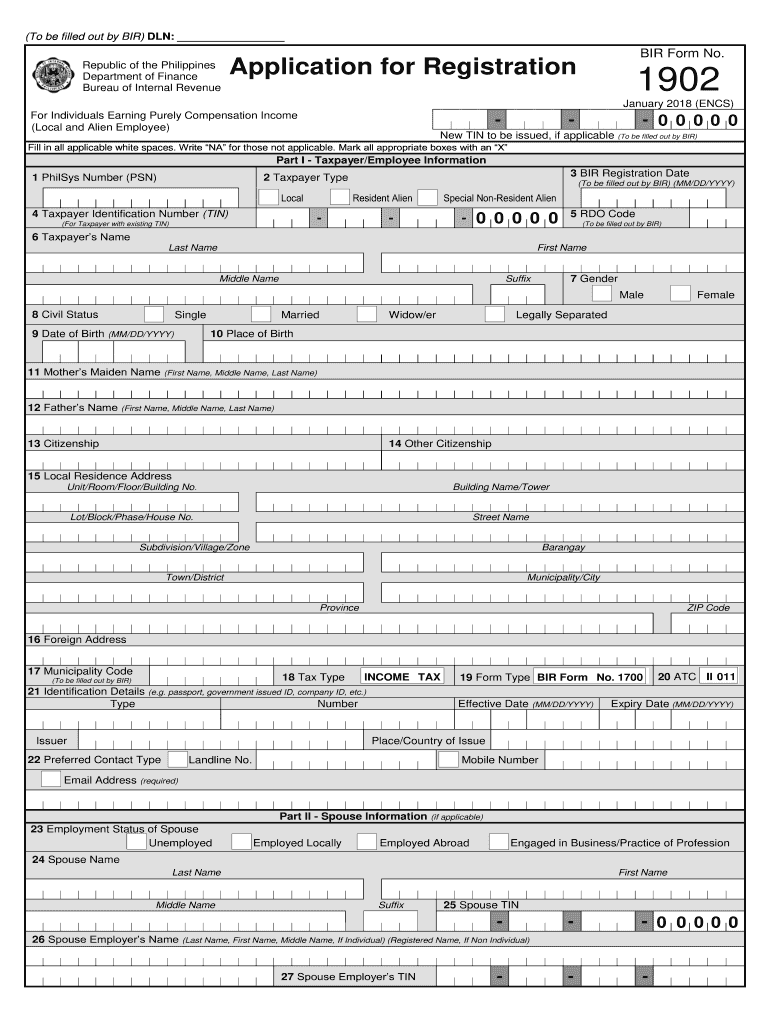 Bir Form 1902 Online Registration Fill Out amp Sign Online DocHub