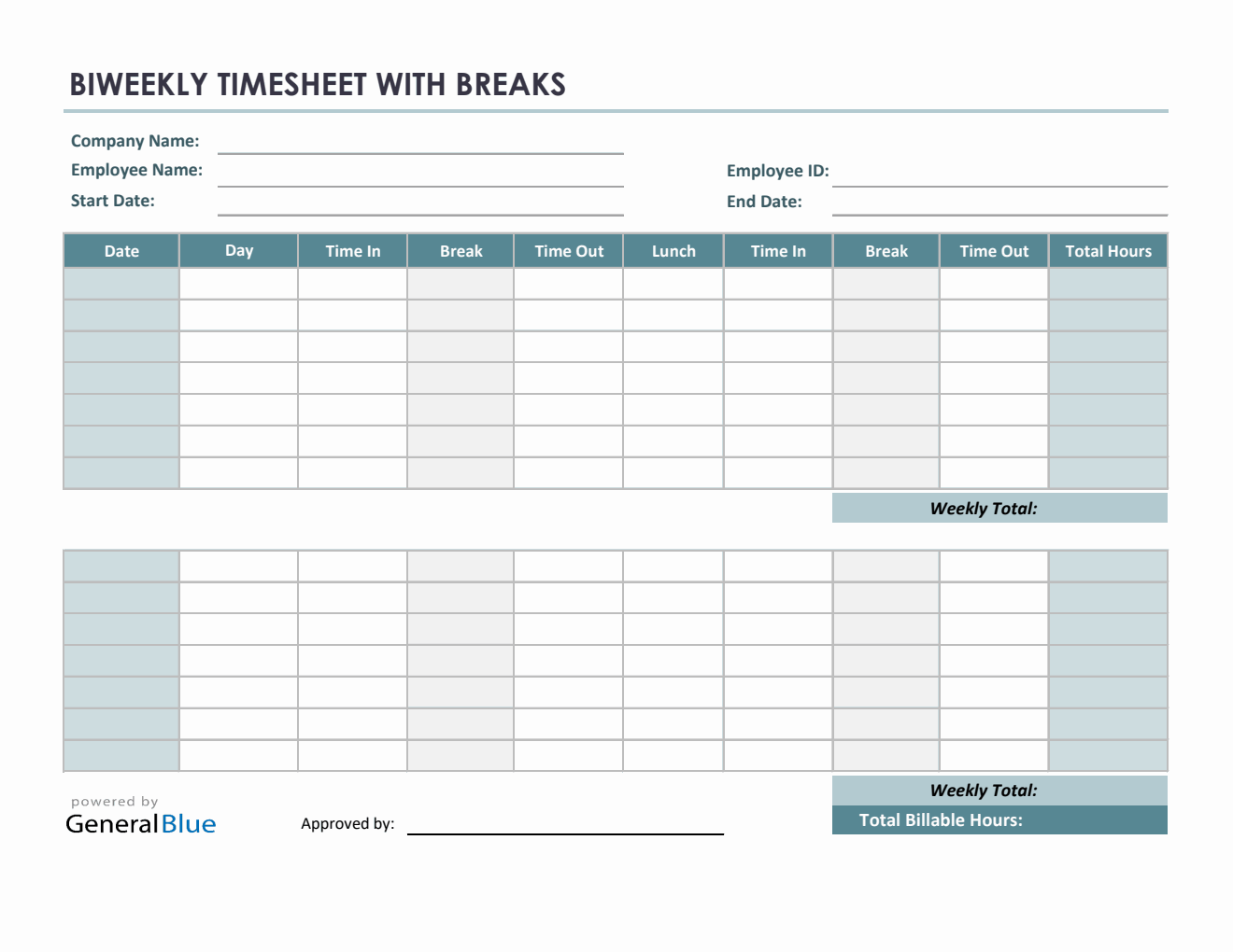 Biweekly Timesheet Templates