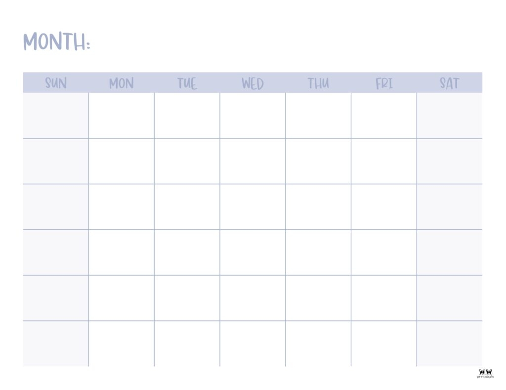 Blank Printable Calendar Months