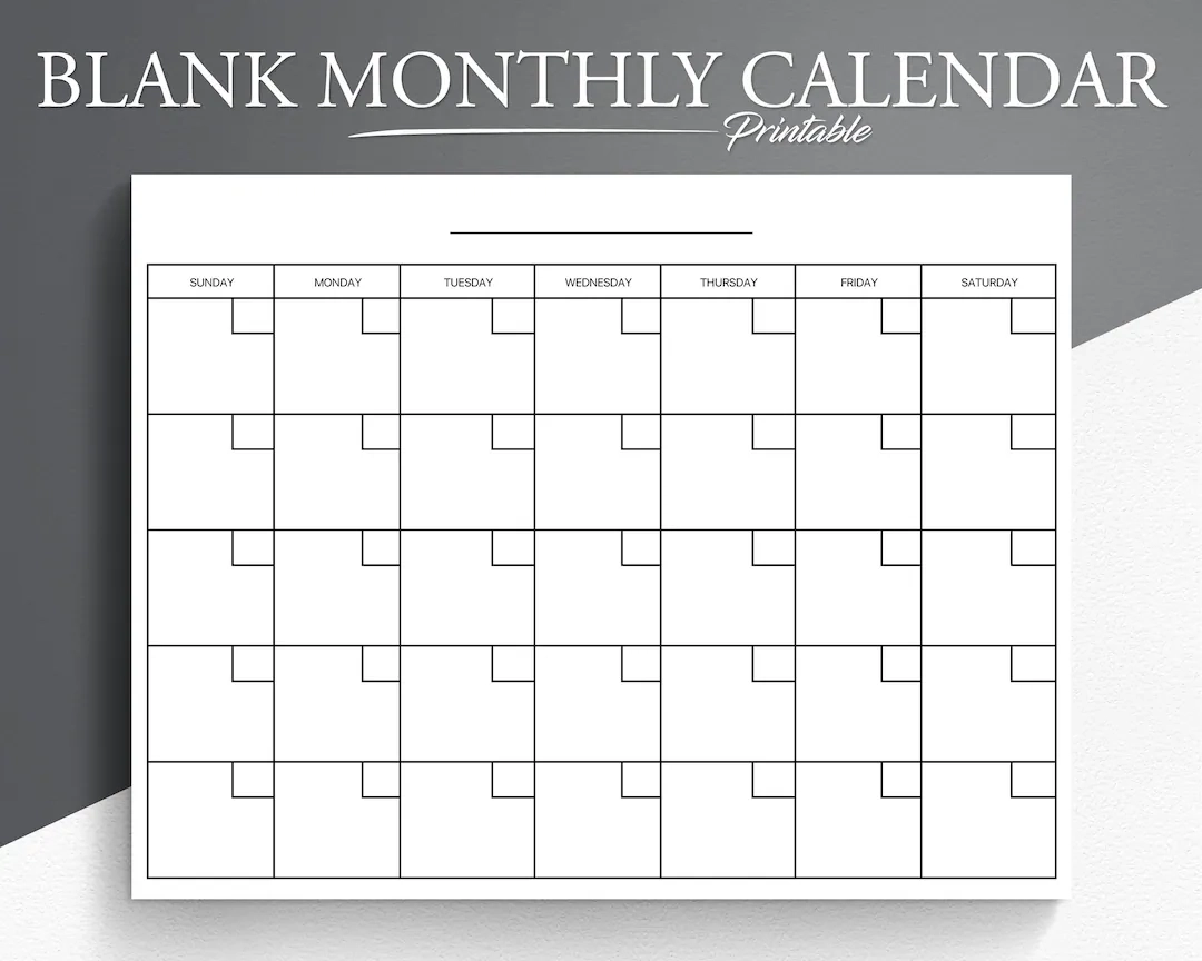 Waterproof Free Printable Blank Calendar