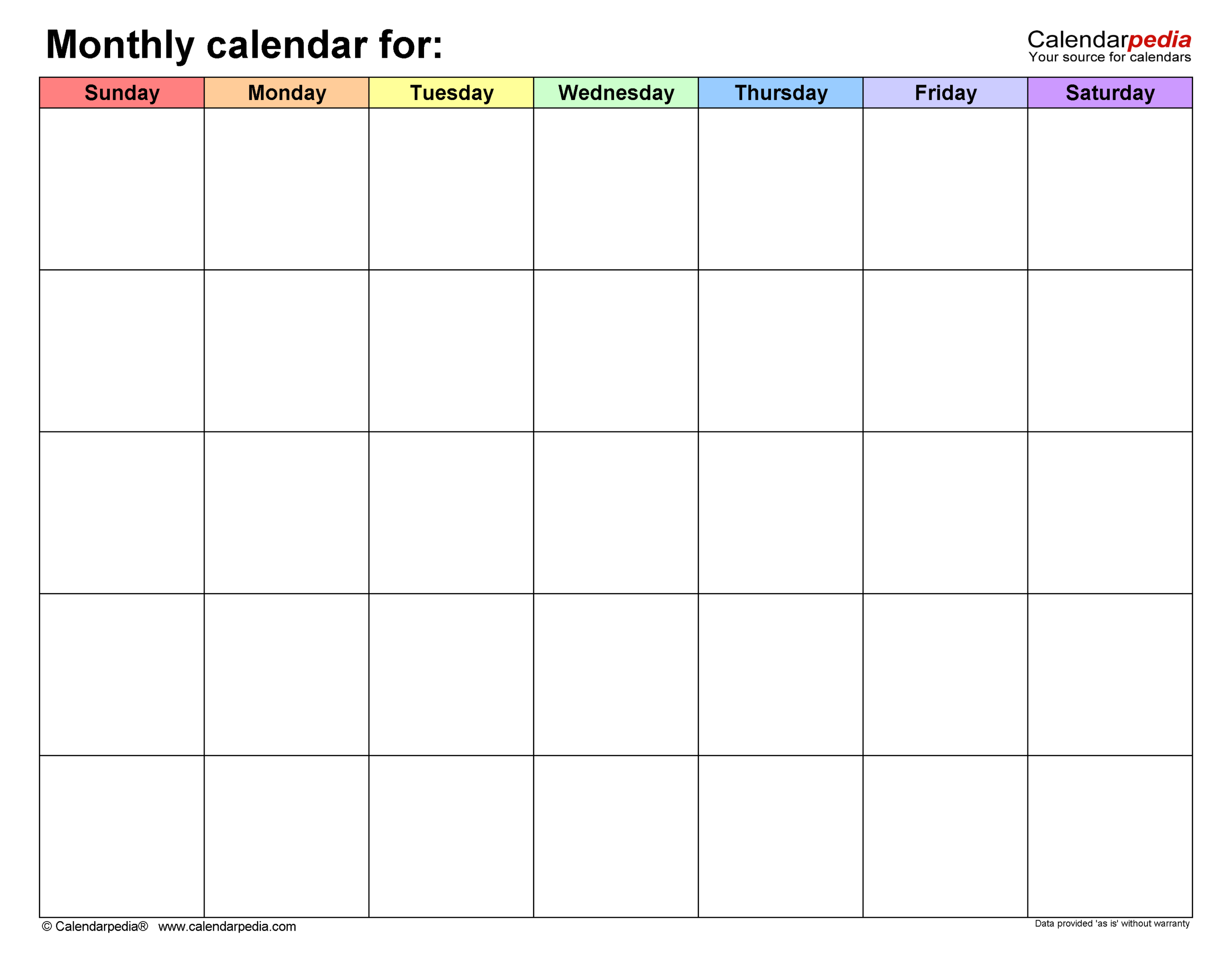 Large Blank Printable Calendar