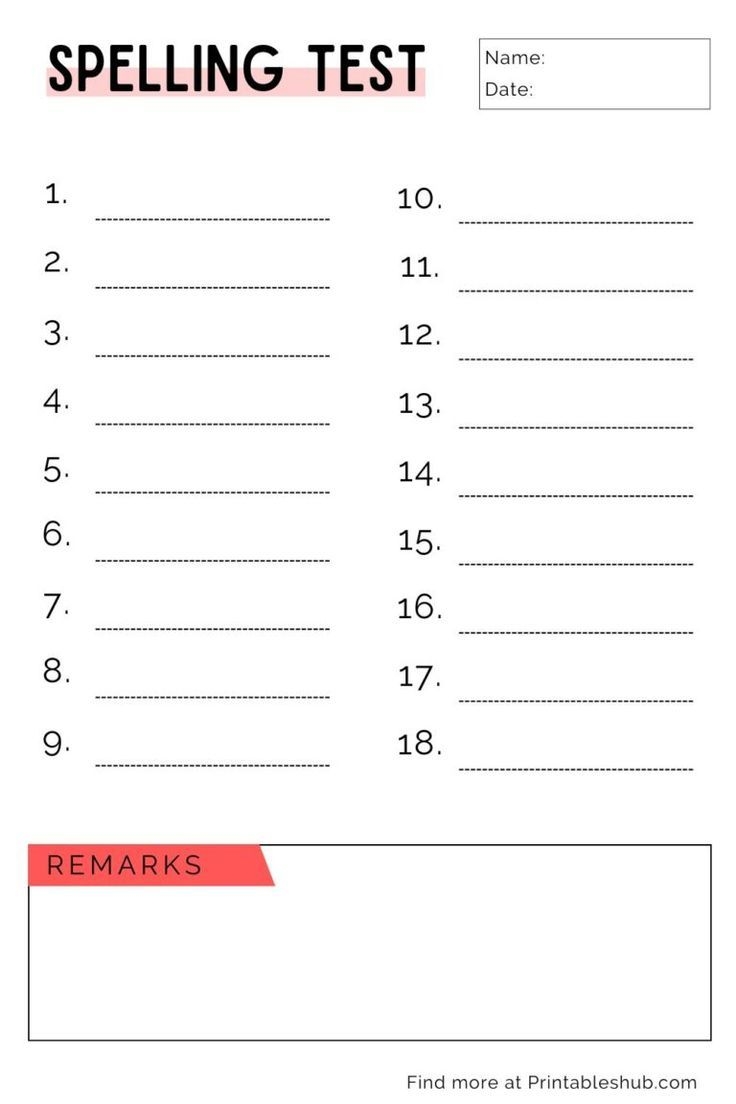 Free Printable Blank Spelling Practice Worksheets