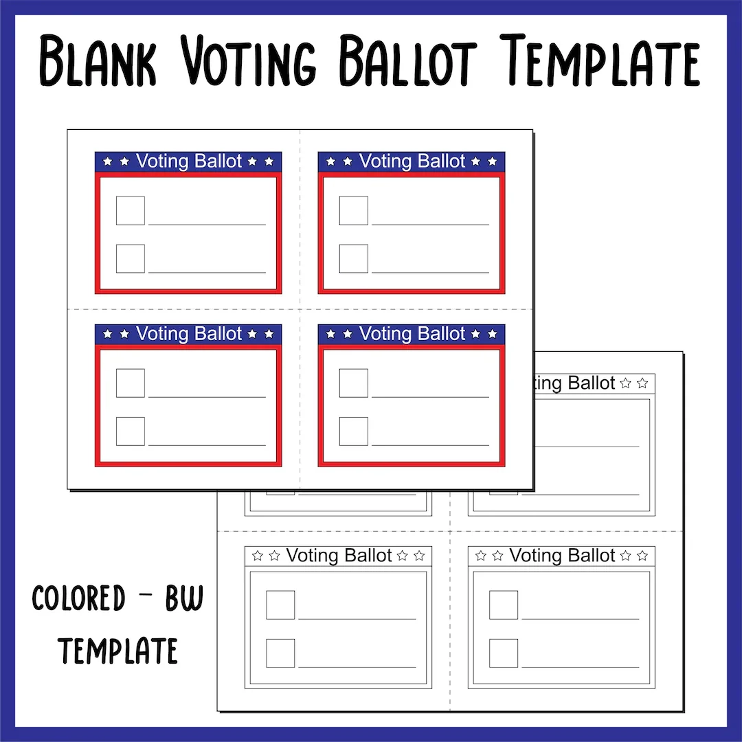 Blank Voting Ballot Template Mock Election Day Paper Printables 