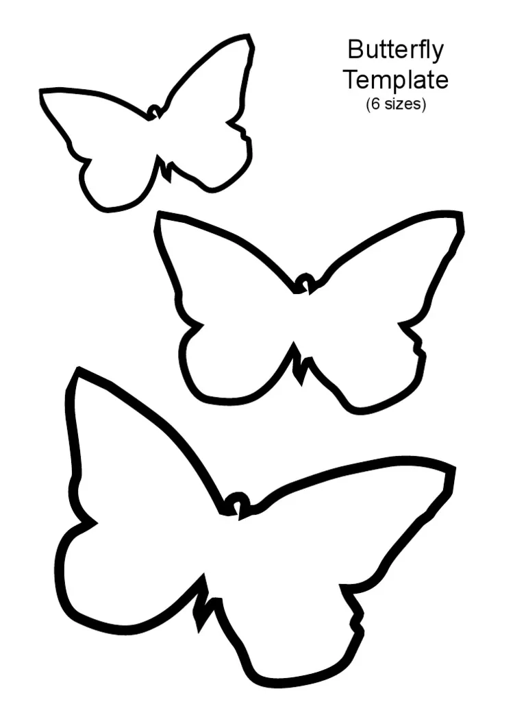Printable Different Size Butterfly Templates