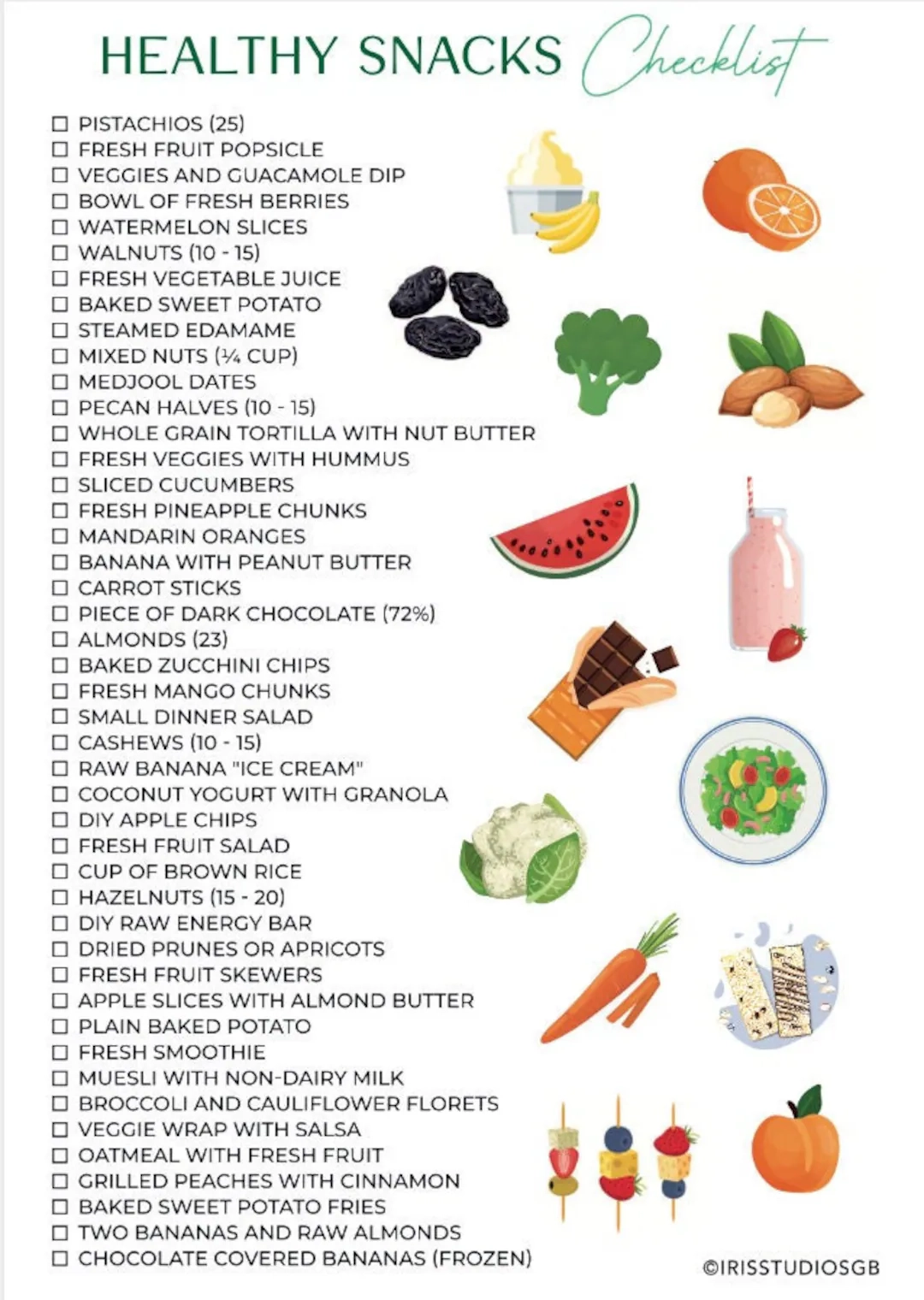 Health Food List Printable