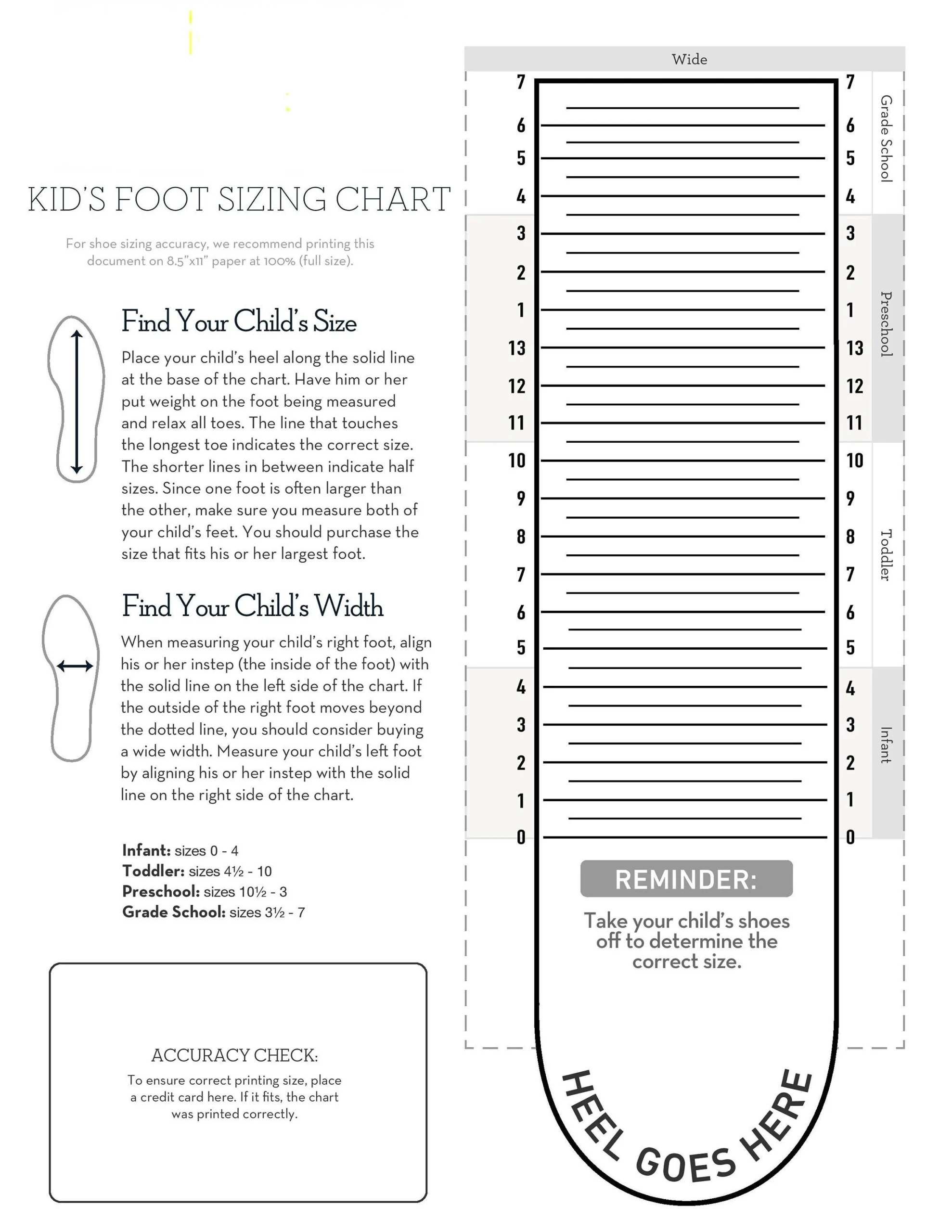 Buy Kids Foot Sizer Chart Toddler amp Child Shoe Size Determiner 