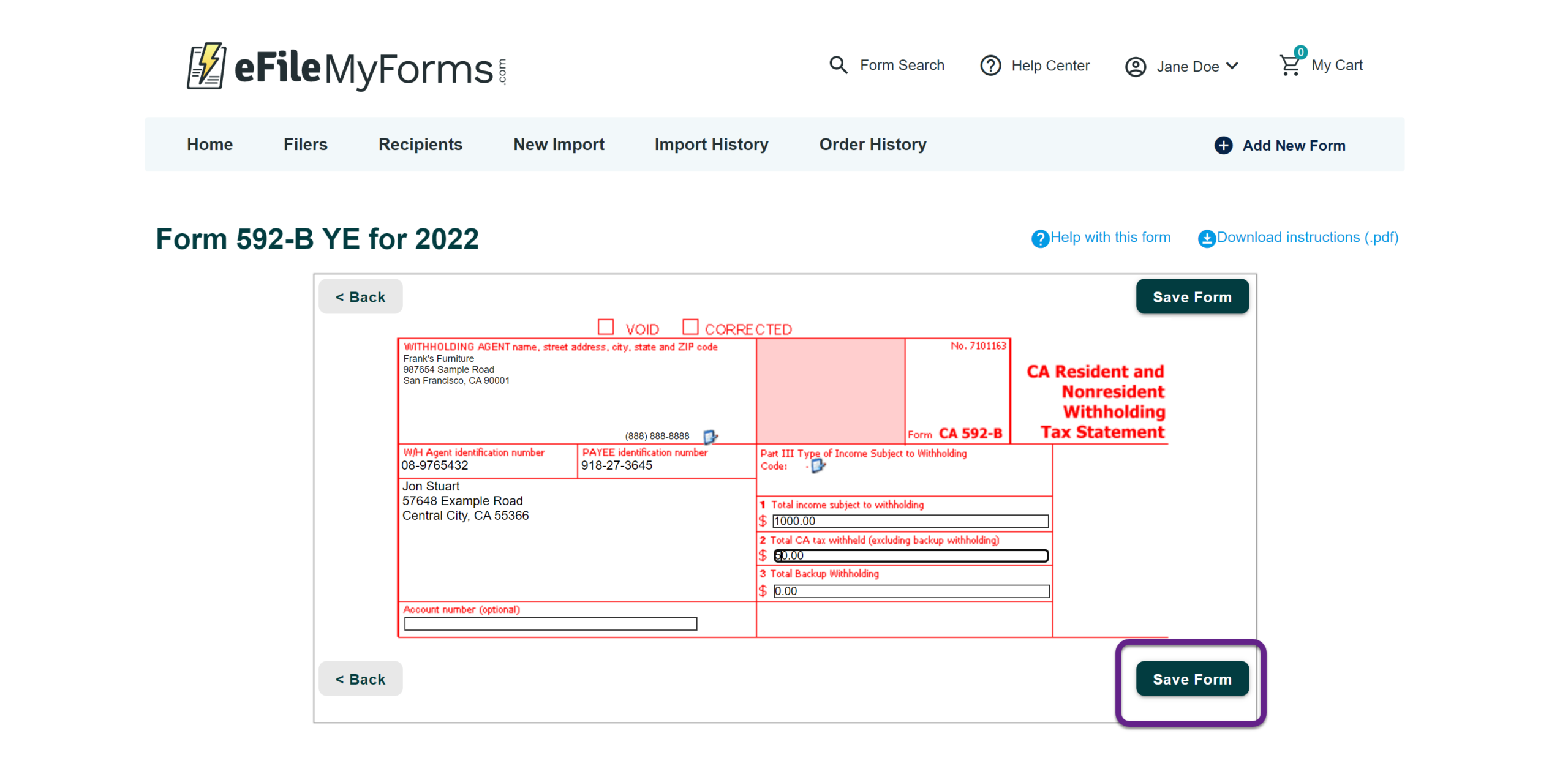 CA 592 B Reporting EFileMyForms