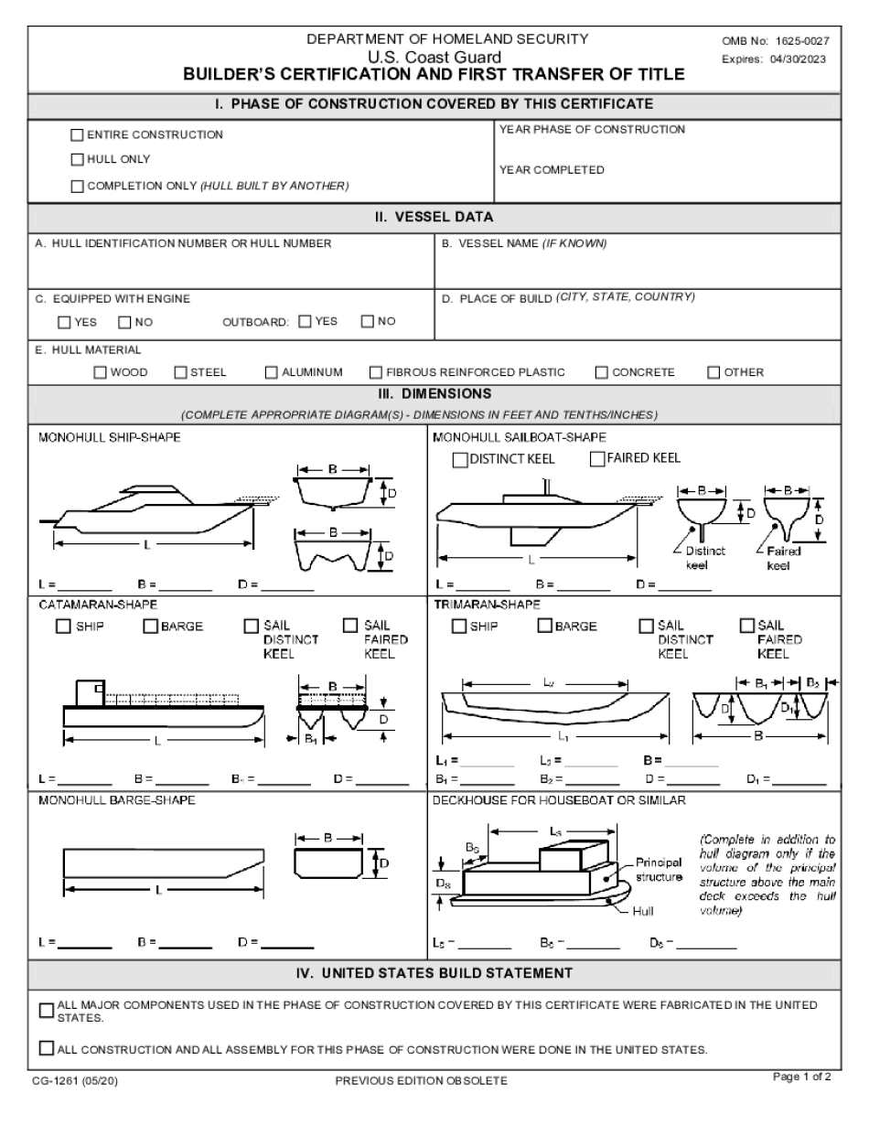 Cg 1261 Fill Online Printable Fillable Blank