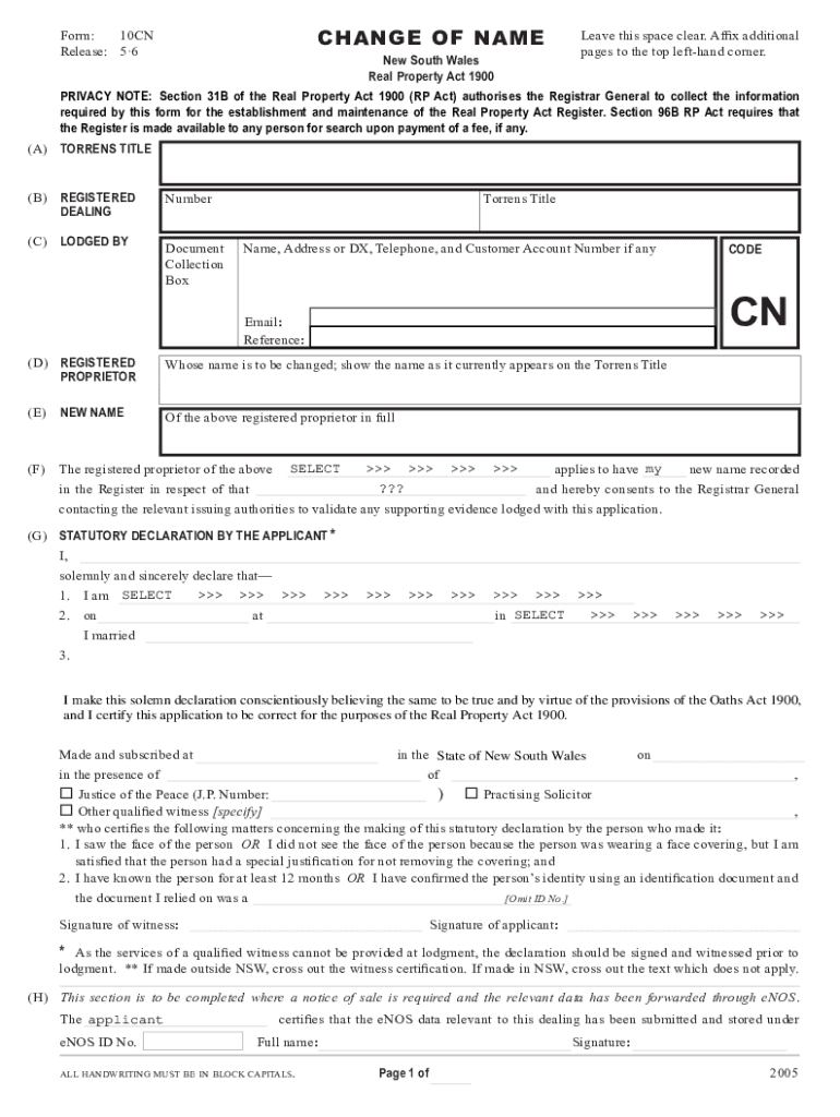 Change Of Name Form 10cn Fill Out amp Sign Online DocHub
