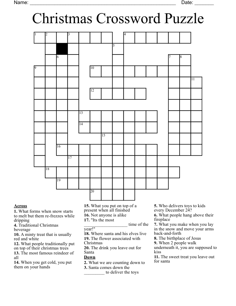 Free Printable Crossword Puzzles For Christmas